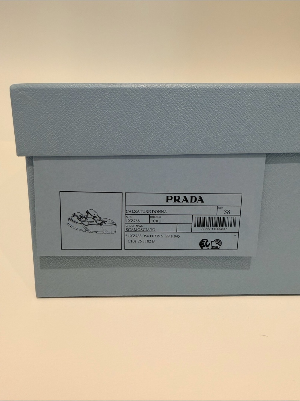 NWT SIZE 38- Prada Tan Suede Dual-Buckle Platform Sandals - Picture 7 of 8